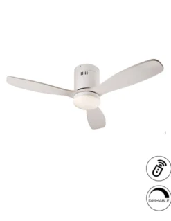 Ventilador de techo Mini Siroco – Schuller – Ventilador blanco, motor DC, 6 velocidades