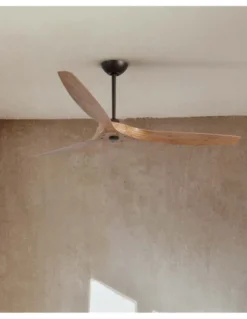 Ventilador de techo Morea - Faro - Ventilador sin luz silencioso con palas acabadas en madera clara
