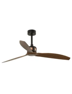 Ventilador de techo negro/madera sin luz y motor DC Copper - Faro