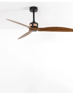 Ventilador de techo negro/madera sin luz y motor DC Copper - Faro