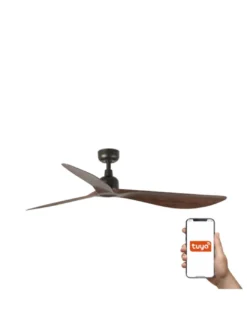 Ventilador de techo Outwood L Smart - Faro - Ventilador DC con palas de nogal, apto exterior (IP44)