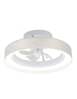 Ventilador de techo plafón con luz Arco - AJP - Pantalla de tela en algodón crudo con motor direccionable
