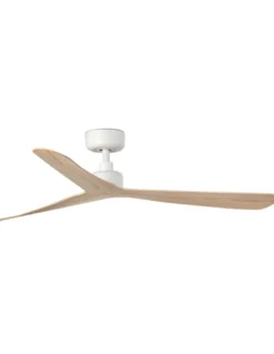 Ventilador de techo Rocker M - Faro - Ventilador de techo blanco mate con palas en fresno