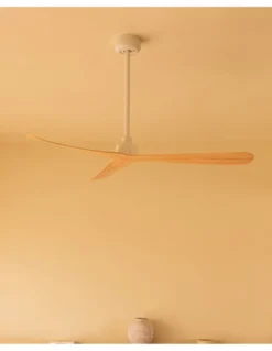 Ventilador de techo Rocker M - Faro - Ventilador de techo blanco mate con palas en fresno