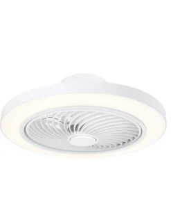 Ventilador de techo sin aspas con luz Ara - ALG - Pequeño Plafón-ventilador blanco con luz regulable y ultrasilencioso