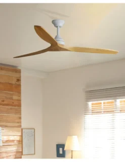 Ventilador de techo sin luz Alo - Faro - Ventilador de techo, madera y blanco, inverter