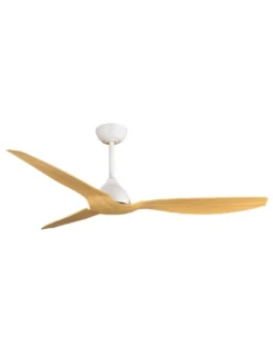 Ventilador de techo sin luz Duero - ALG - Palas efecto madera con acabado blanco y motor ultrasilencioso
