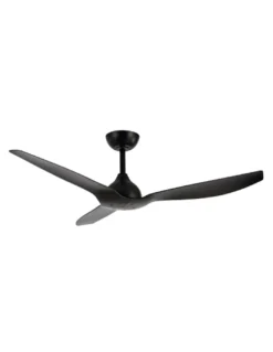 Ventilador de techo sin luz Duero - ALG - Ventilador negro con 3 palas fijas, motor ultrasilencioso y mando a distancia