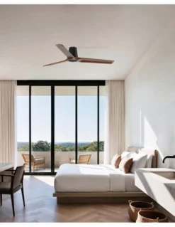 Ventilador de techo sin luz Heywood Tub L - Faro - Ventilador DC con palas FSC de nogal