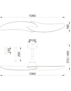 Ventilador de techo sin luz IPANEMA - Mantra - Ventilador silencioso de diseño contemporáneo con 2 aspas reversibles