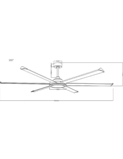 Ventilador de techo sin luz Niágara - ALG - Ventilador industrial negro para grandes superficies con 6 aspas