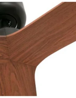 Ventilador de techo sin luz Rocker L - Faro - Acabado negro y nogal con 3 palas, ultrasilencioso y apto para techos inclinados