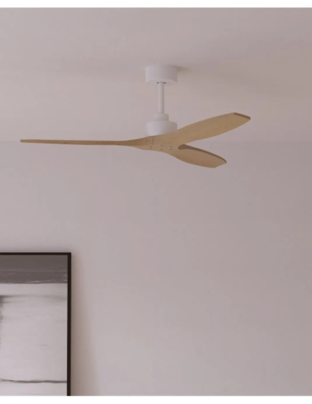 Ventilador de techo sin luz Stem Evo - FORLIGHT - Ventilador de madera clara, 6 velocidades