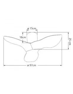 Ventilador de techo sin luz Venice (madera oscura) - AJP - Ventilador pequeño de diseño moderno, palas curvadas y modo brisa