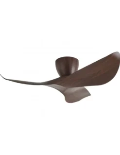 Ventilador de techo sin luz Venice (madera oscura) - AJP - Ventilador pequeño de diseño moderno, palas curvadas y modo brisa