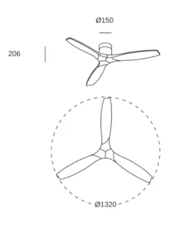 Ventilador de techo Stem Evo - FORLIGHT - Palas de madera oscura, Ø 132 cm