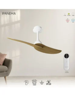 Ventilador sin luz Ipanema - Mantra - Ventilador silencioso de diseño elegante con 2 aspas reversibles y efecto madera